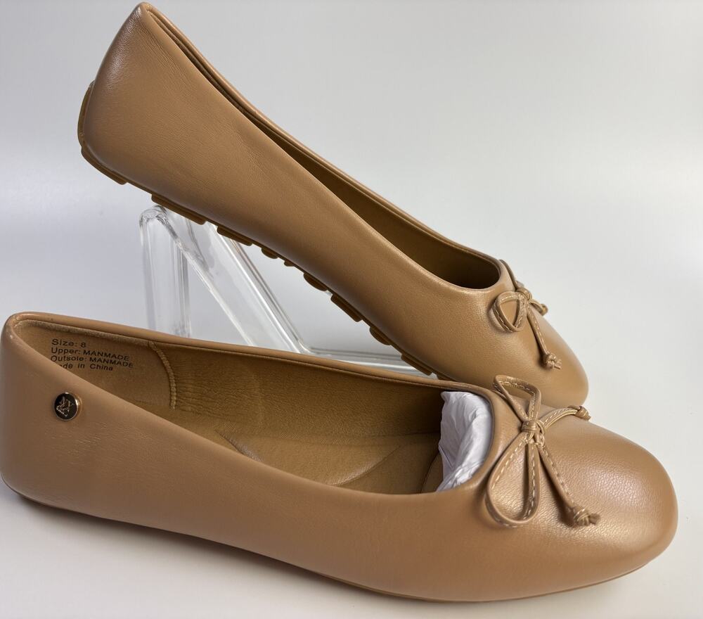 New York Frankie Women's Shoes Size 8 Nude Flats Quilted Ballet Bow New